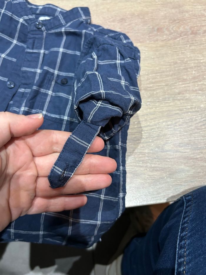 Chemise à manches longue bleu marine à carreaux 5 ans - photo numéro 6