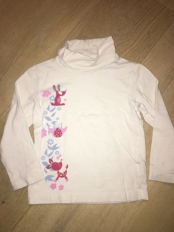 Top col roulé blanc et motifs 3 ans