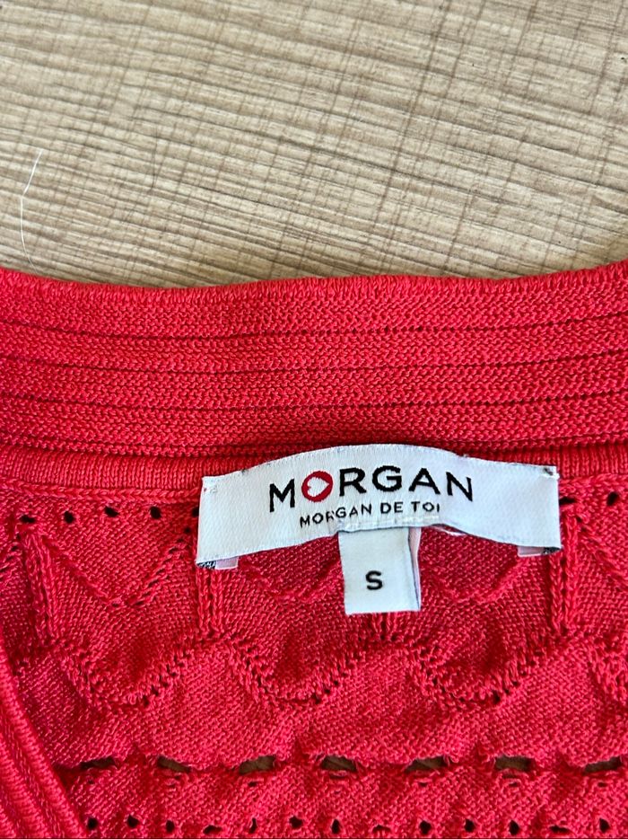 Haut rouge orangé à manches courtes Morgan taille S comme neuf - photo numéro 10