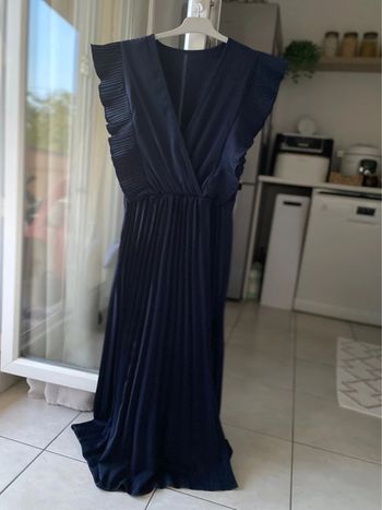 Robe bleu marine plissée 38