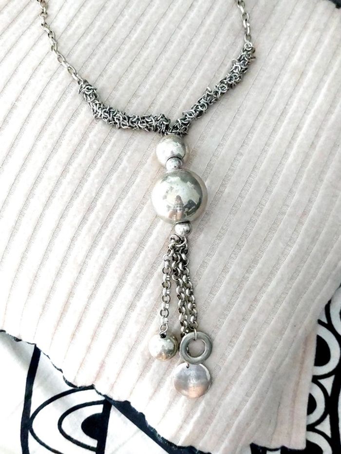 Magnifique collier sautoir métal couleur argenté - photo numéro 3