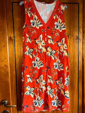 Robe été rouge fleurie 36 Camaïeu