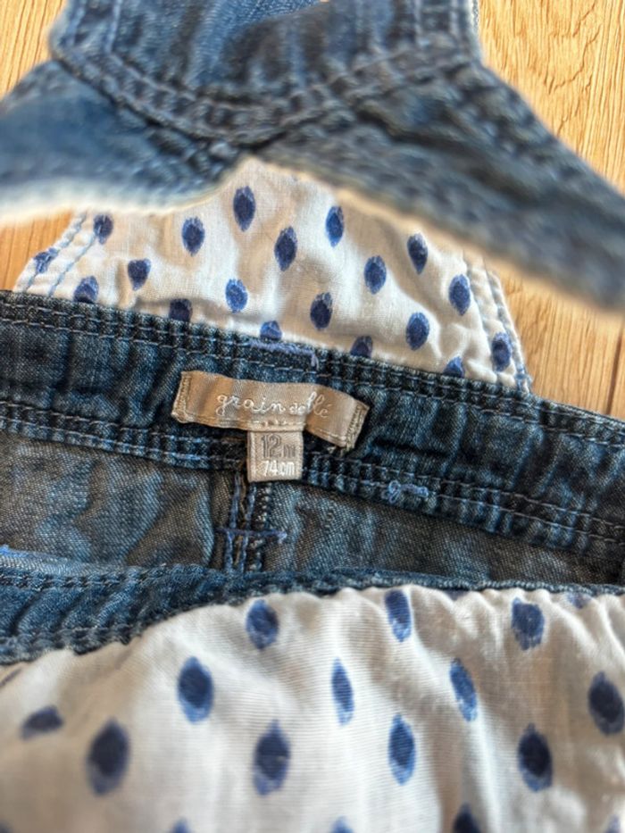 Robe en jeans bébé fille 12mois Grain du blé - photo numéro 3