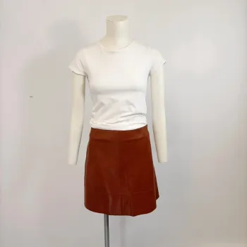 Jupe marron cuir synthétique - camaïeu - taille 42 (A985)