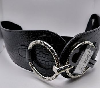 Ceinture Élastique Noir Patrice Breal Noir Effet Croco