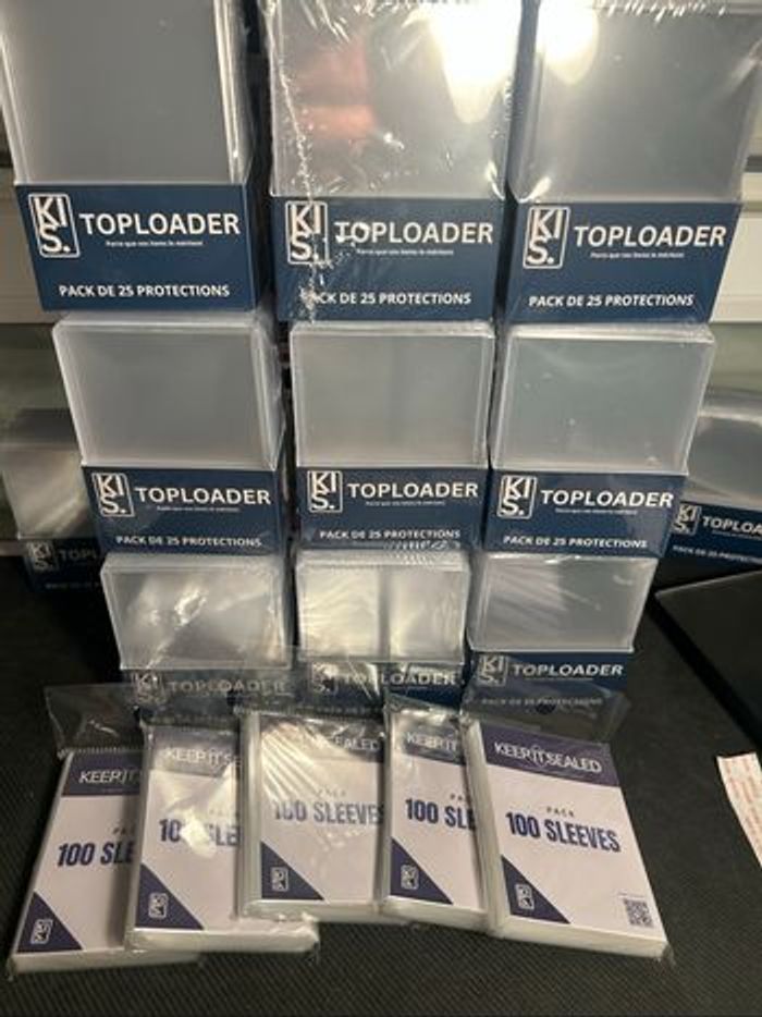 Lot 9 Packs Toploaders + 5 Pack Sleeves Premium Ultra Transparent KIS
