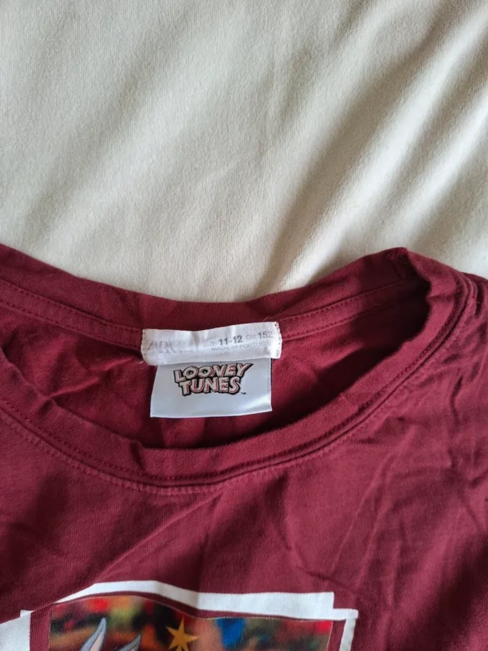 t-shirt garçon bordeaux, manches longues, taille 11/12 ans, marque Zara - photo numéro 2