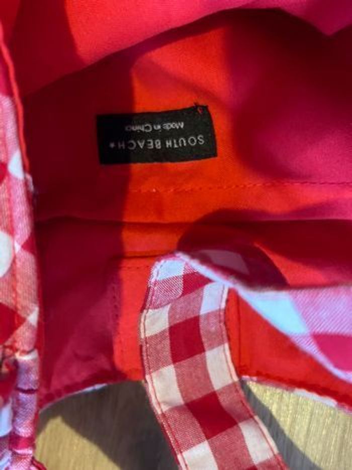 Sac à carreaux vichy blanc et rouge - photo numéro 2