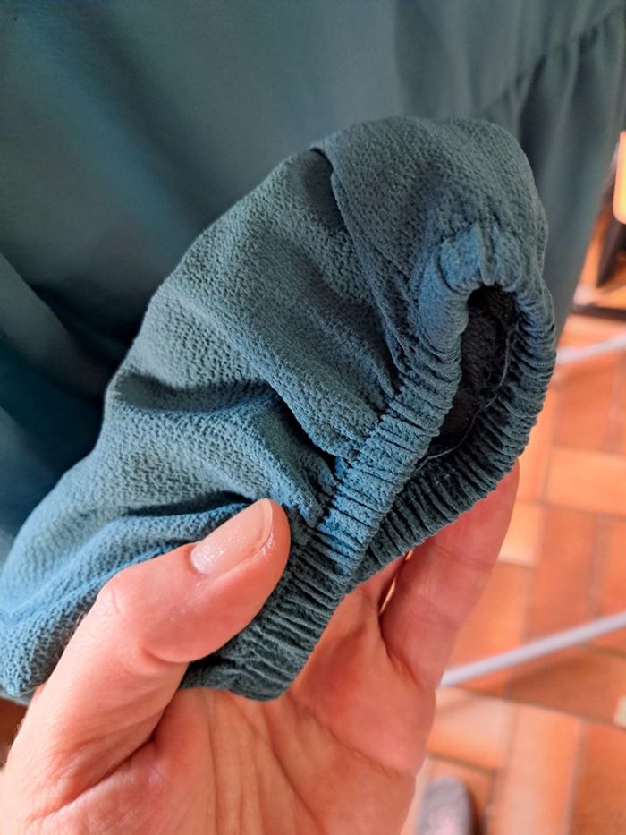 Belle robe 👗 Camaïeu, bleue, légère, doublée, elastiquée taille et manches - T40/42 - photo numéro 5