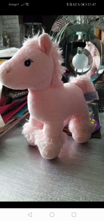 Peluche licorne rose