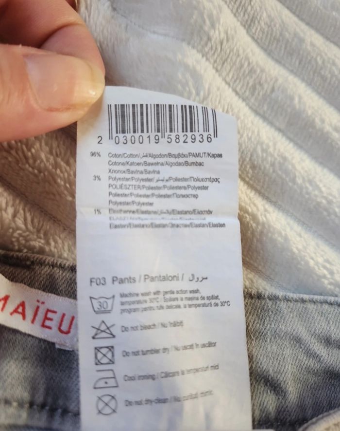 Jean skinny gris Camaïeu Taille 34 – Détail brillant - photo numéro 7