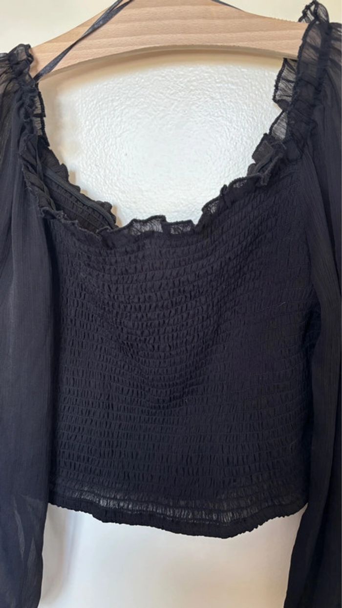 Top court manches transparente et haut en élastique noir taille L Jennyfer - photo numéro 2