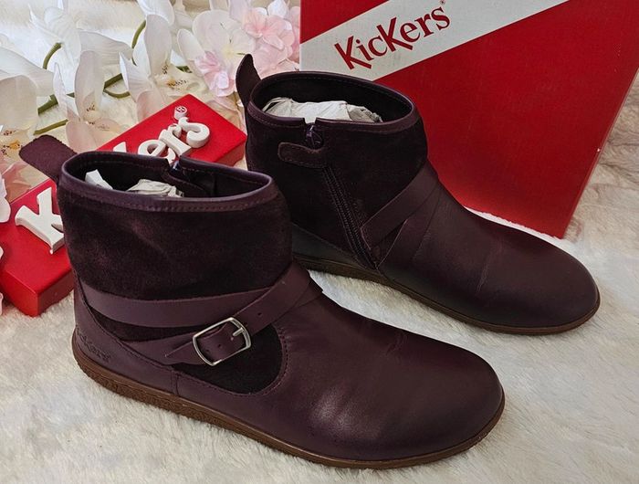 Bottes Bottines Cuir Zip Kickers T36
