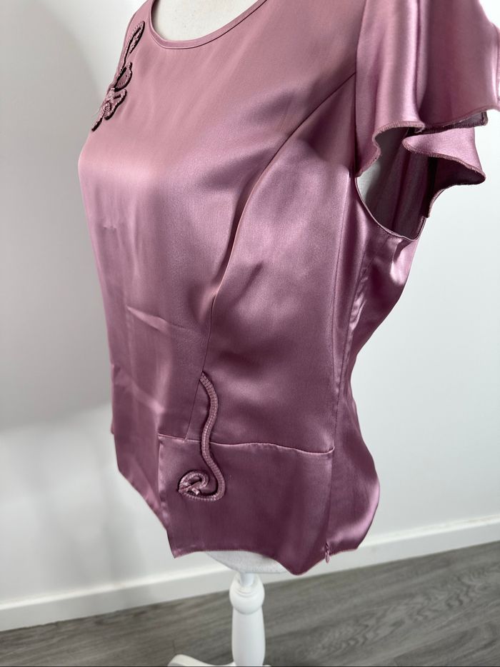 Blouse satinée lila rose Christine Laure T38 M - photo numéro 3