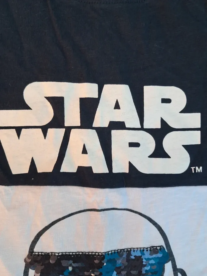 Beau tee-shirt Star Wars stormtrooper bleu, blanc, sequins, unisexe, mixte - T 10 ans - Orchestra 🏷 - photo numéro 4