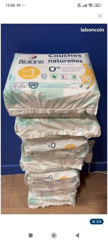 5 paquets de taille 1 biolane