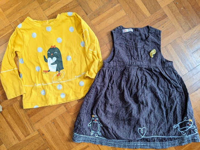 Ensemble pingouins Du Pareil au Même 12 mois 74 cm