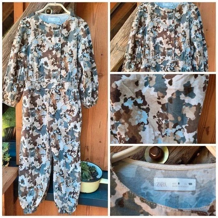 Zara combinaison velours, imprimé camouflage, taille élastique, 8 ans