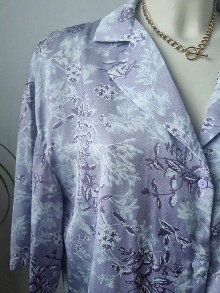 Chemise satiné fluide floral violette Shein - photo numéro 4