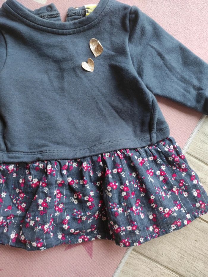 Robe hiver bleue jupe volant 6 mois - photo numéro 2