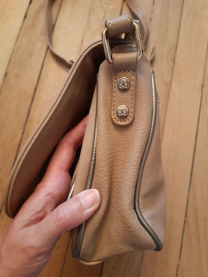 Sac à bandoulière beige/doré Lulu Castagnette - photo numéro 6