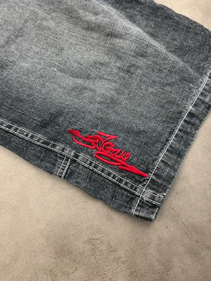 Short Baggy Y2k 90’s Vintage Gris Noir Délavé Taille S - photo numéro 3