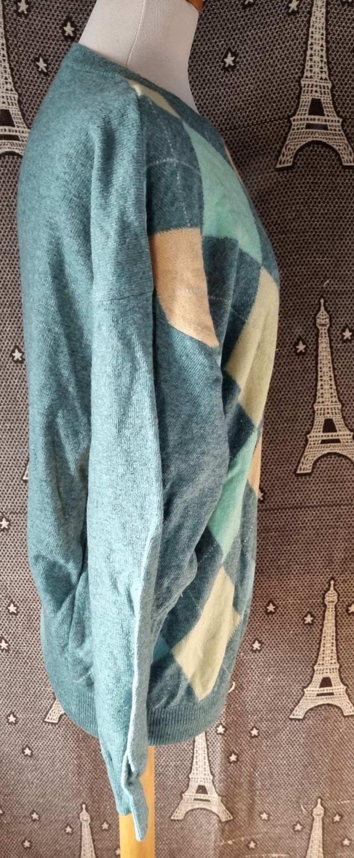 Pull d'hiver à motifs losanges style vintage taille M mixte - photo numéro 4