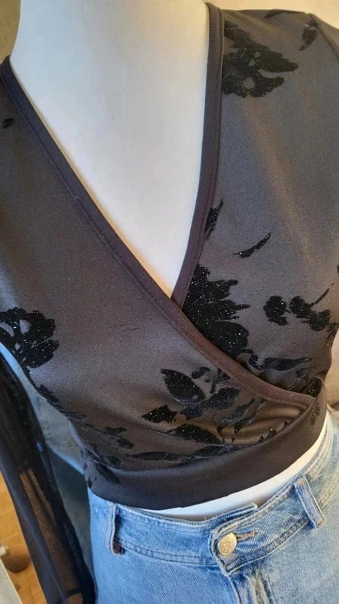Magnifique crop top velours paillettes - photo numéro 4