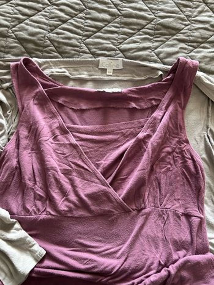Lot 2 ensembles chemise de nuit + petit gilet spécial grossesse et allaitement - photo numéro 9