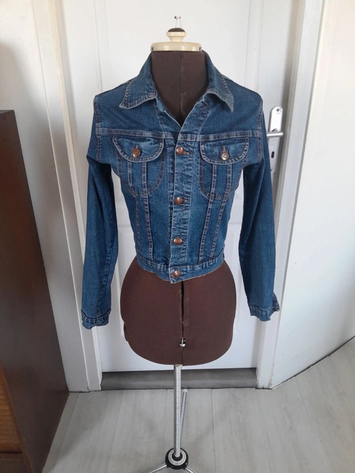 Petite veste en jean ptes bombes modèle ranger  jeans couture