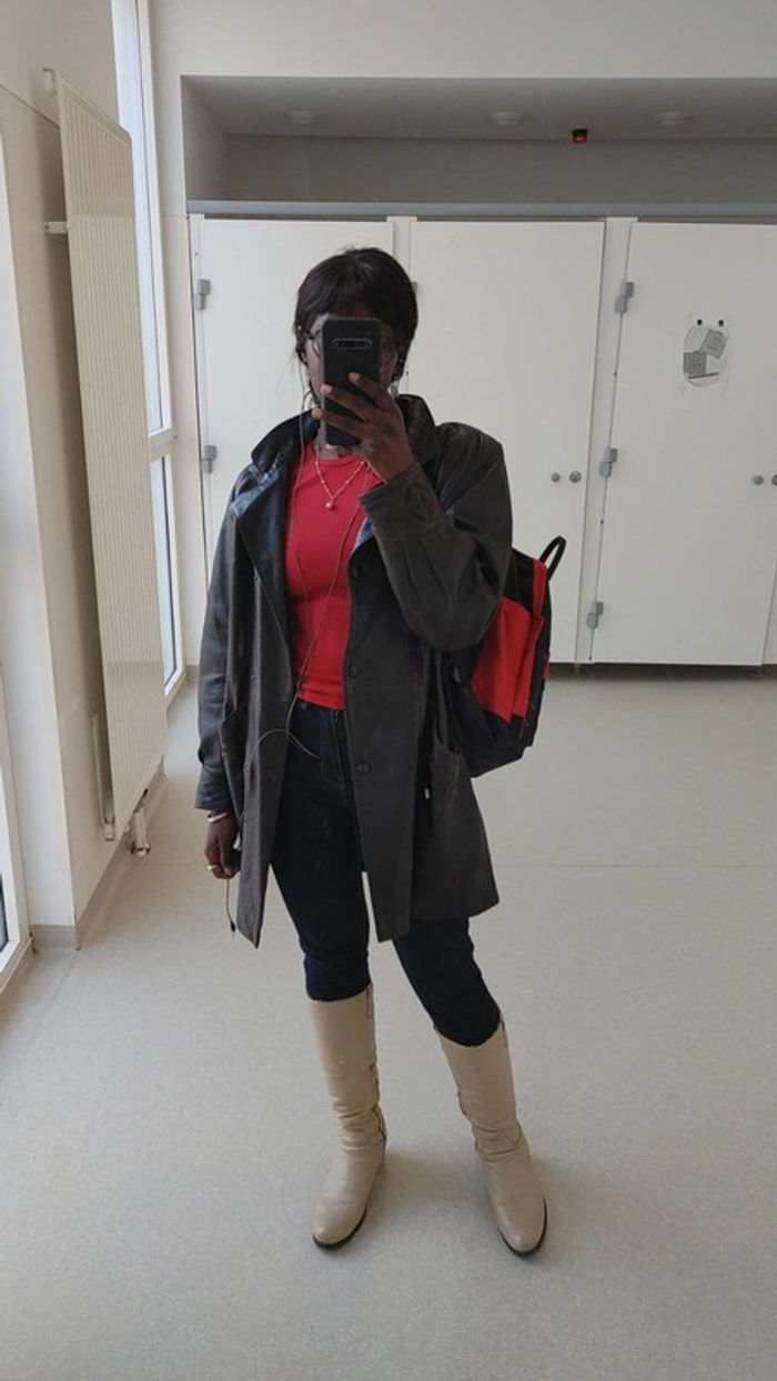 Manteau vintage en cuir Au Renard vintage hiver très chaud - photo numéro 2
