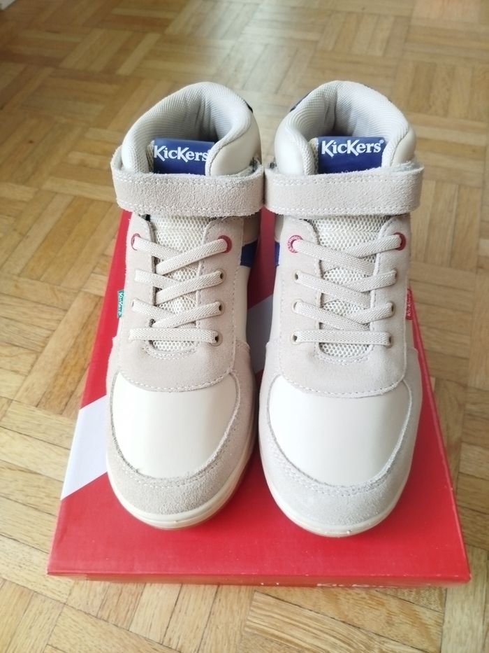Chaussures sneakers baskets kickalien garçon beige 34 kickers neuf - photo numéro 2