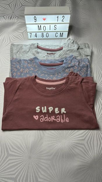 Lot de 3 tee-shirts manches longues 6/12 mois