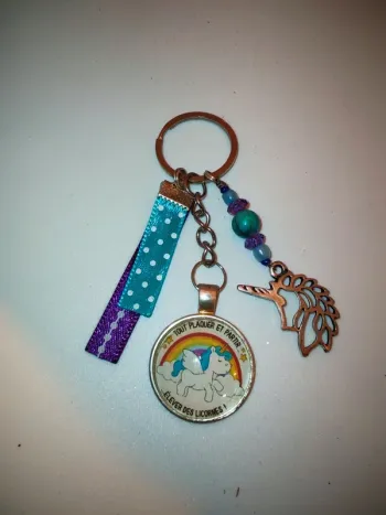 Cadeau humour licorne, porte clé message bijoux de sac '