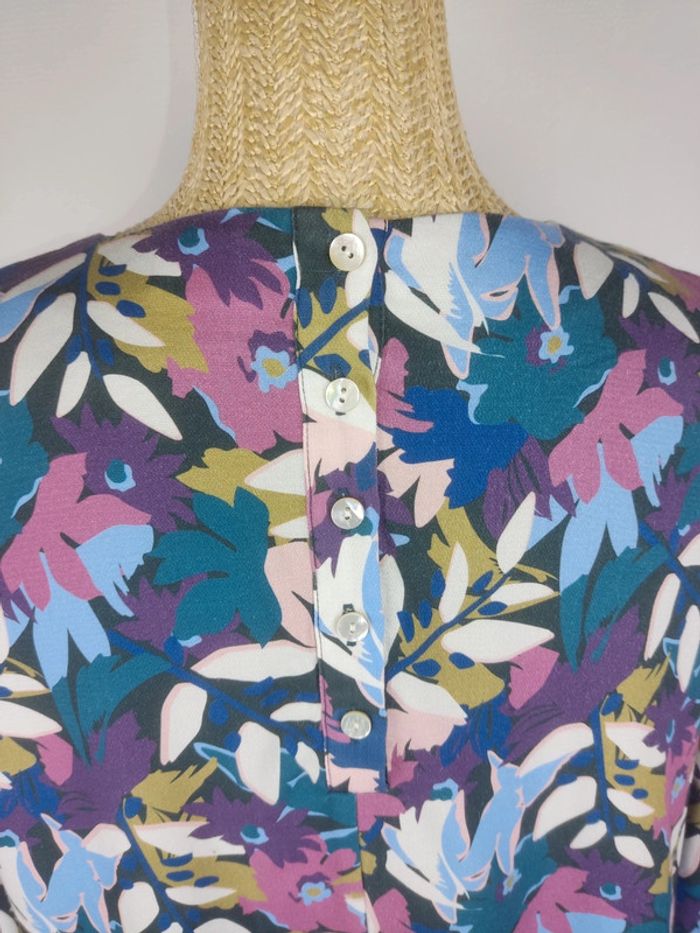 Robe mi-longue manches longues motifs fleuris multicolores taille 42 Ekyog - photo numéro 6