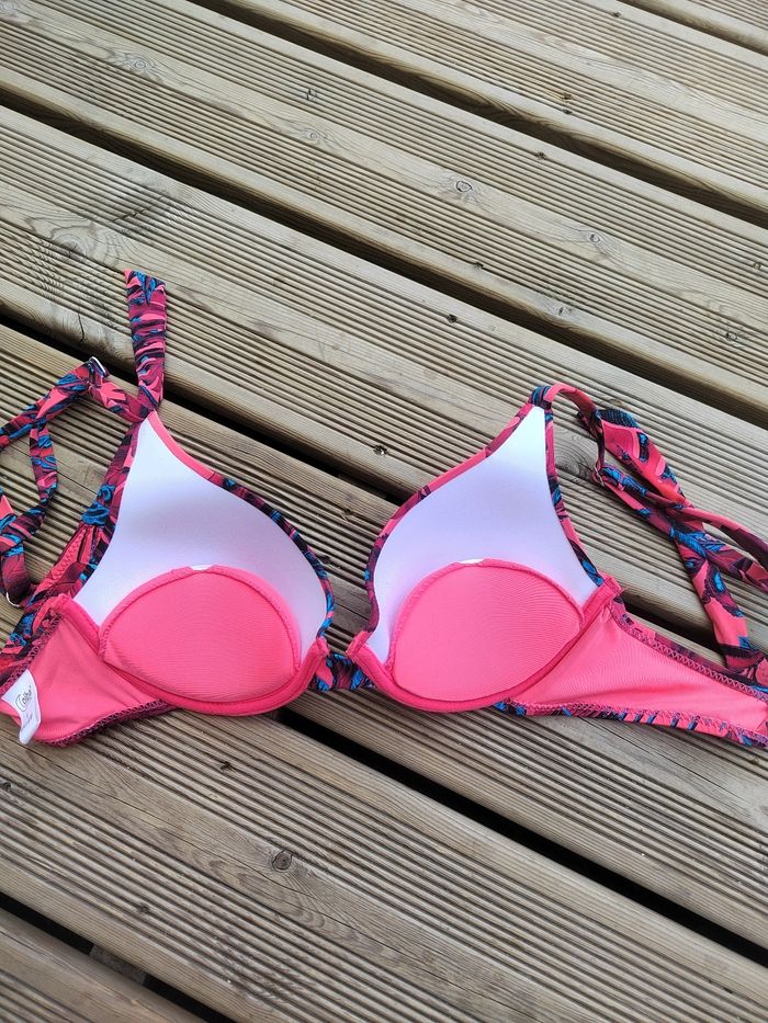 Haut de maillot tropical rose & bleu – Coiba – Taille L – Très bon état - photo numéro 5