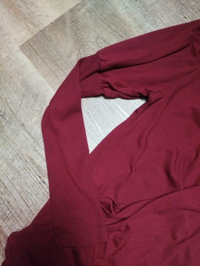 Pull fin cache cœur bordeaux Sfera taille S - photo numéro 3