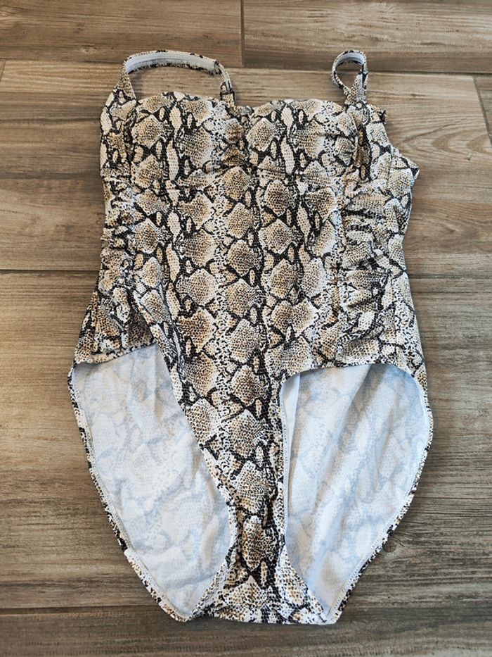 Maillot de bain une pièce imitation peau de serpent marron et noir Sunshine paradise