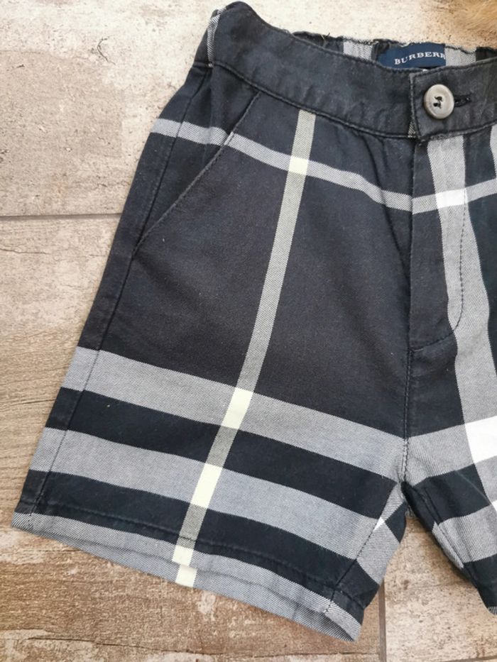 🌹Burberry très joli short/Bermuda bébé garçon coton noir rayé blanc gris 6mois - photo numéro 12