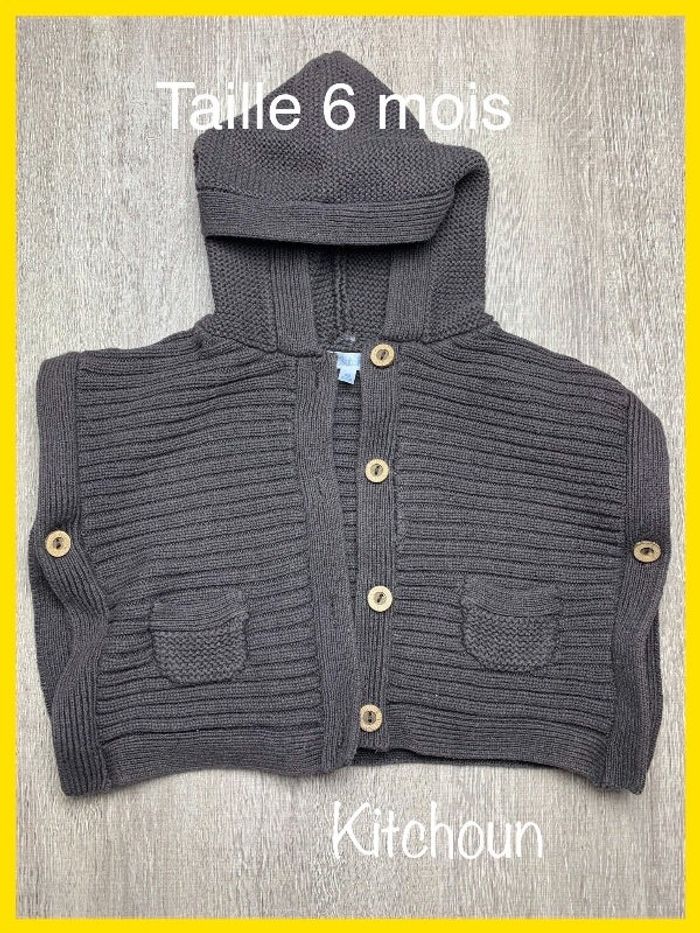 Pancho marron avec capuche - taille 6 mois
