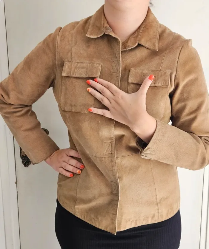 Veste camel daim - photo numéro 4