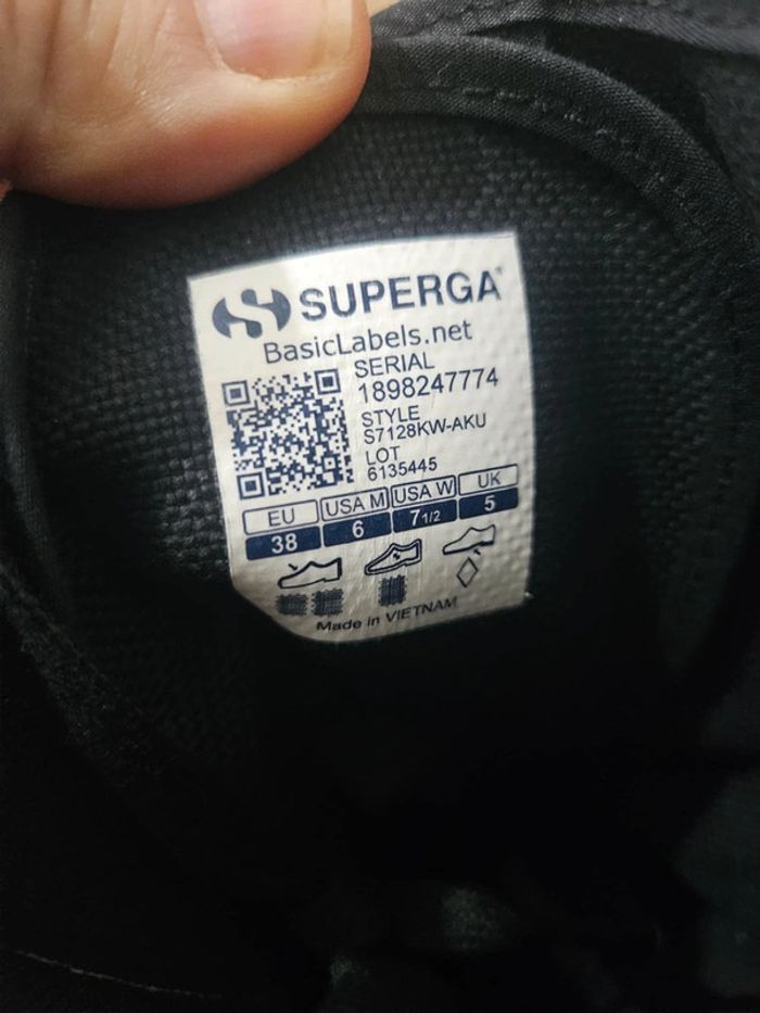 Bottines noires Superga neuves jamais portées dans leur boîte d'origine taille 38 - photo numéro 7