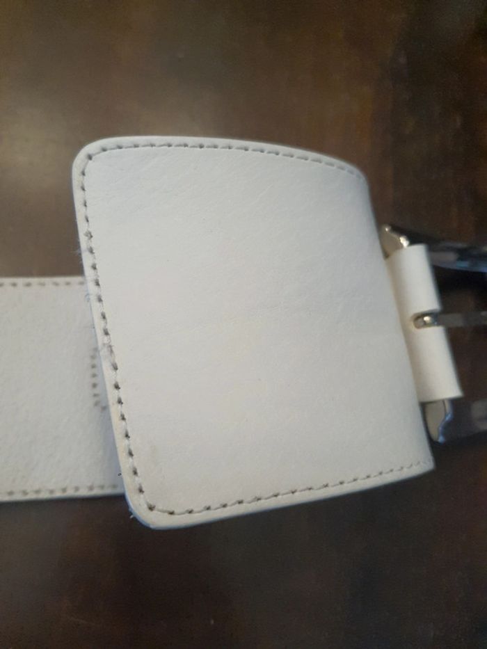 Ceinture femme en cuir blanc Accento 90cm - photo numéro 10