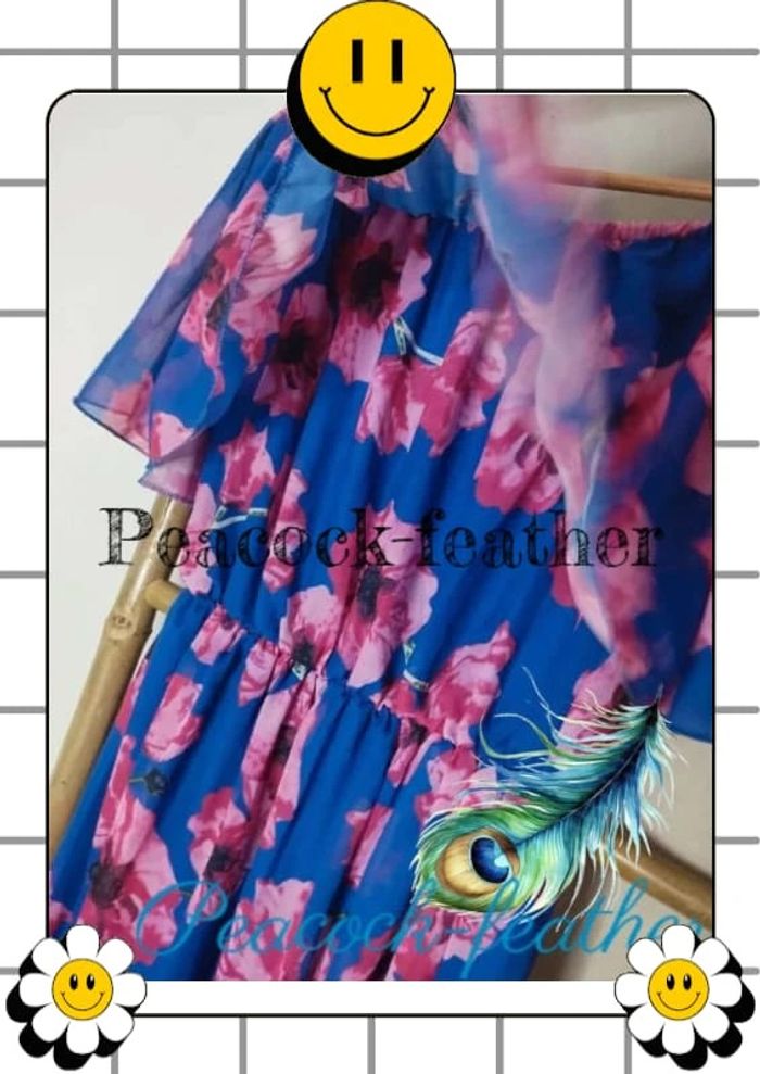 Robe longue fleurie bleue et rose TU - photo numéro 6