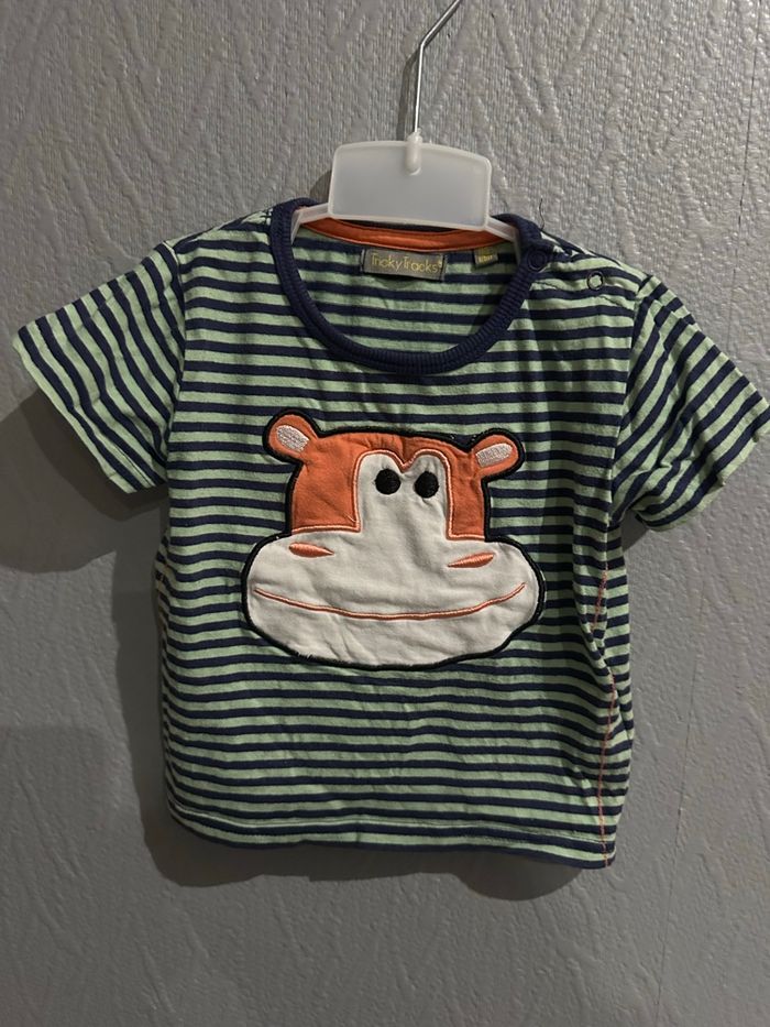 T shirt rayé motif singe