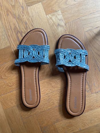 Mules beige/argenté avec paillettes Gracalend taille 40 NEUF