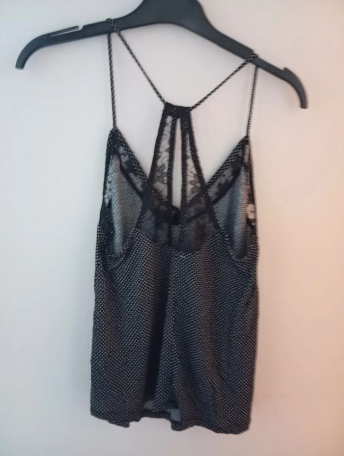 Débardeur dentelle noir à pois taille S - photo numéro 3