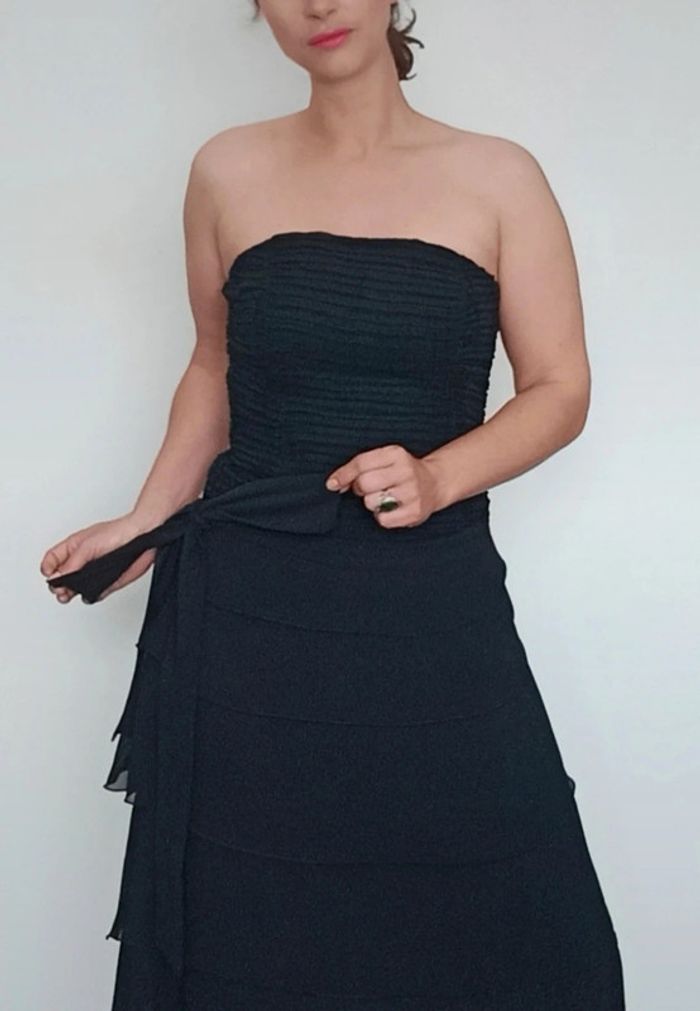 Robe cocktail bustier noire volantée chic taille 38 - photo numéro 11