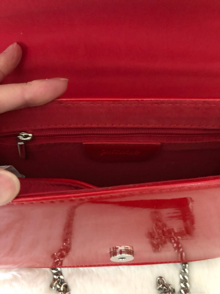Sac vernis rouge chaînette argentée - photo numéro 8