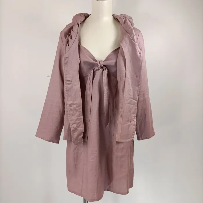 Ensemble Robe veste en Lin - Rose Parme vintage T40 - A201 - photo numéro 10